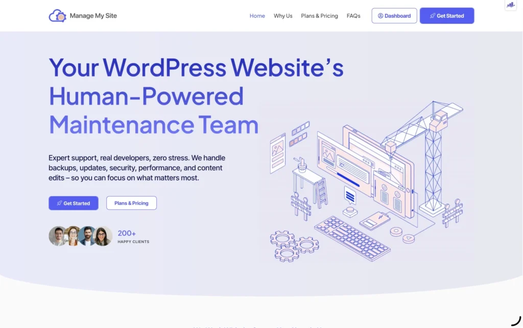 Manage my site profesional wordpress maintenance service
