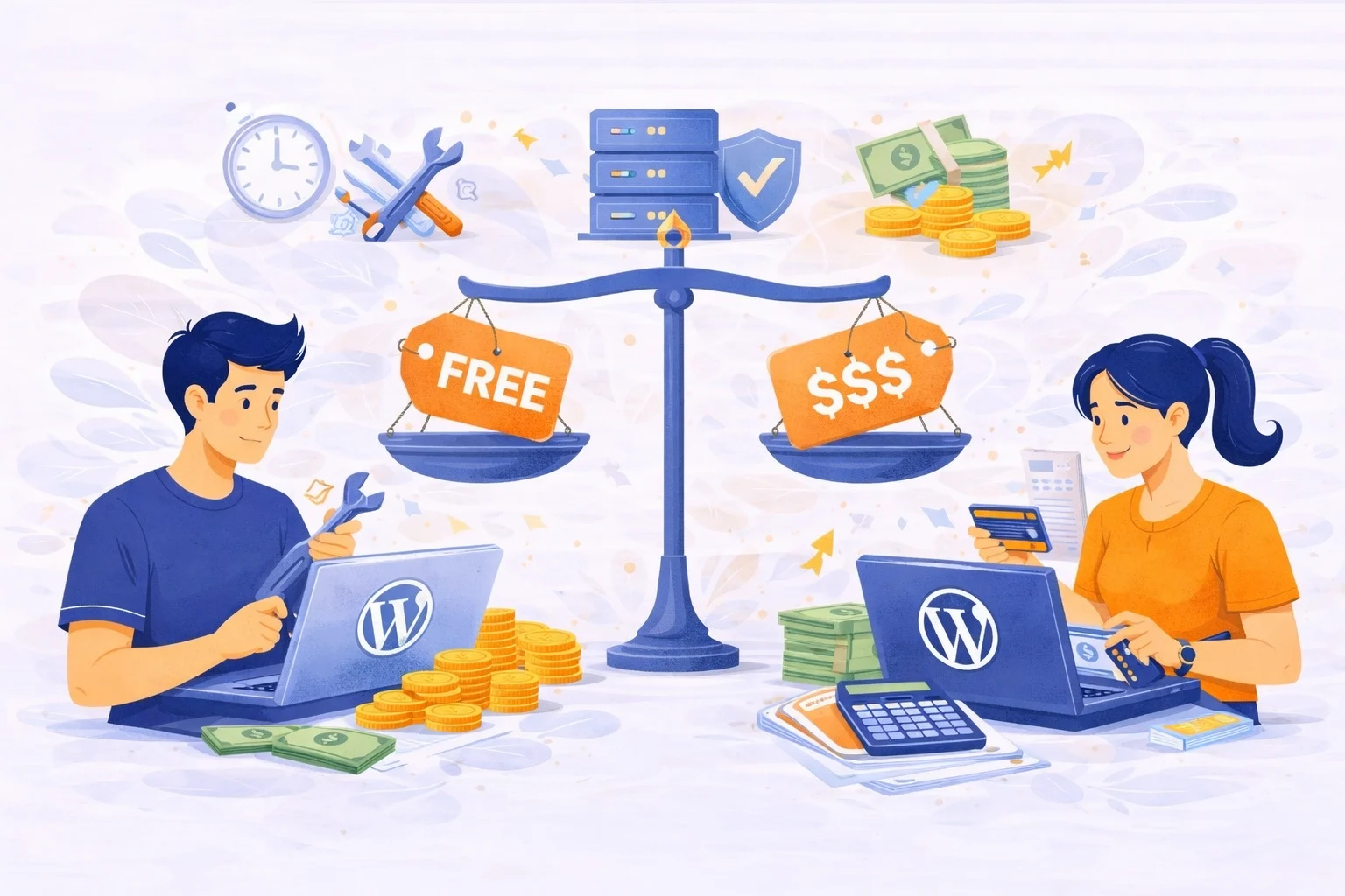 Visual showing how much does it cost to maintain a WordPress website with DIY versus professional maintenance.